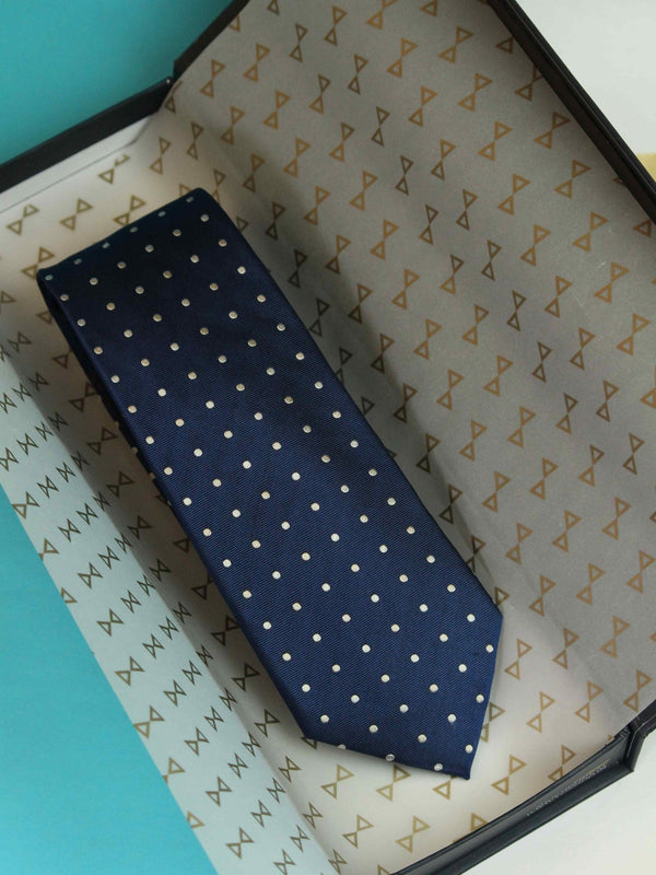 Blue Polka Woven Silk Necktie - TOSSIDO