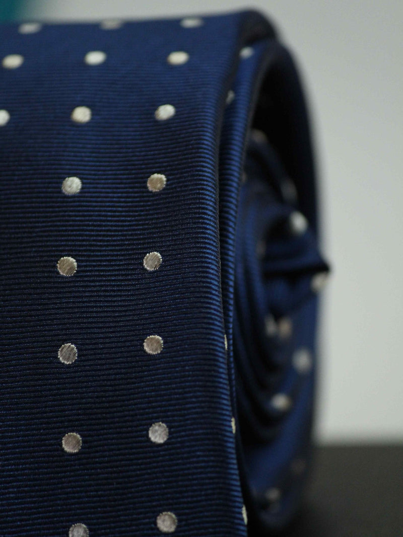 Blue Polka Woven Silk Necktie - TOSSIDO