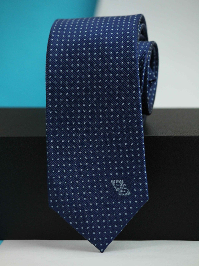 Blue Polka Woven Silk Necktie - TOSSIDO