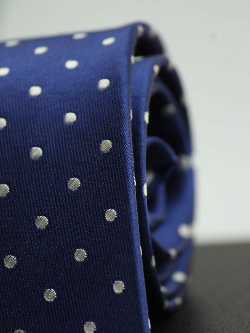 Blue Polka Woven Silk Necktie - TOSSIDO
