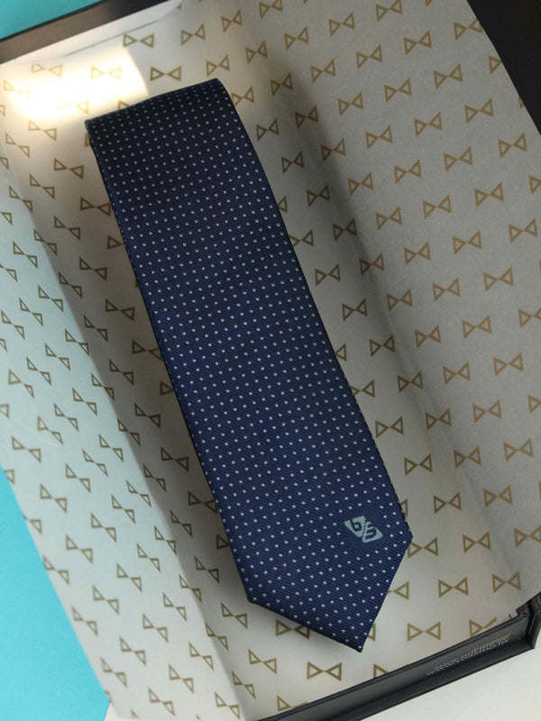 Blue Polka Woven Silk Necktie - TOSSIDO