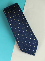 Blue Polka Woven Silk Necktie - TOSSIDO