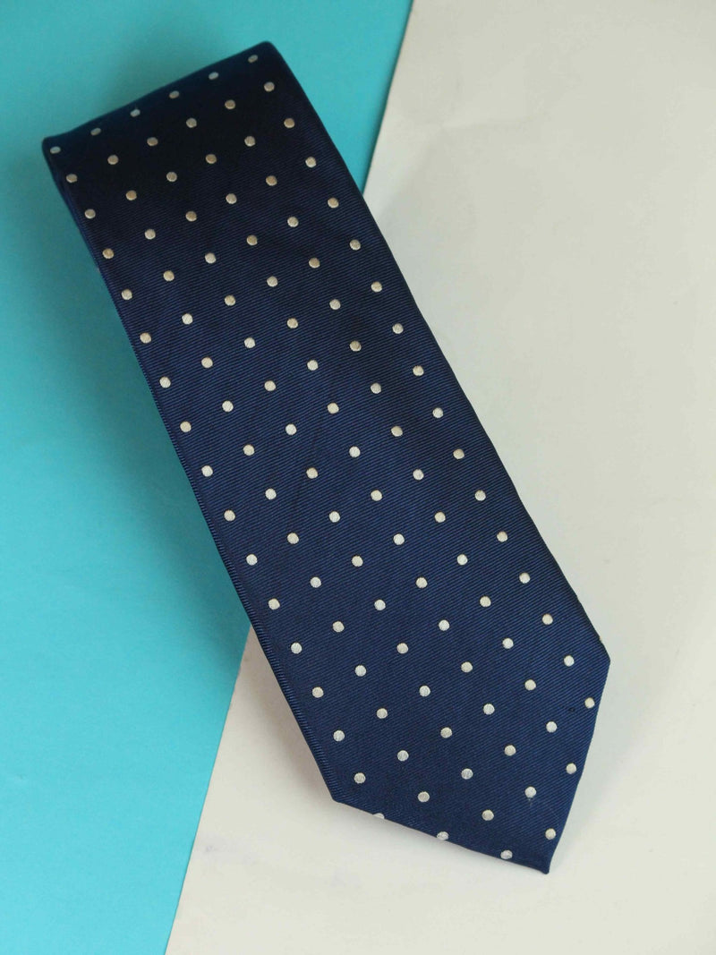 Blue Polka Woven Silk Necktie - TOSSIDO