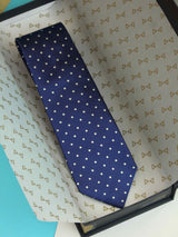 Blue Polka Woven Silk Necktie - TOSSIDO