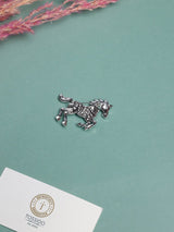 Blue & Purple Crystal Galloping Horse Brooch - TOSSIDO