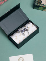 Blue & Purple Crystal Galloping Horse Brooch - TOSSIDO
