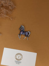 Blue & Purple Crystal Horse Brooch - TOSSIDO