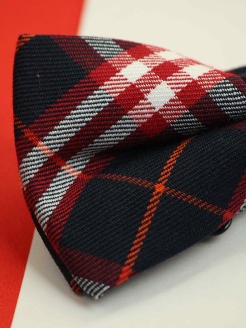 Blue & Red Check Bowtie & Pocket Square Set - TOSSIDO
