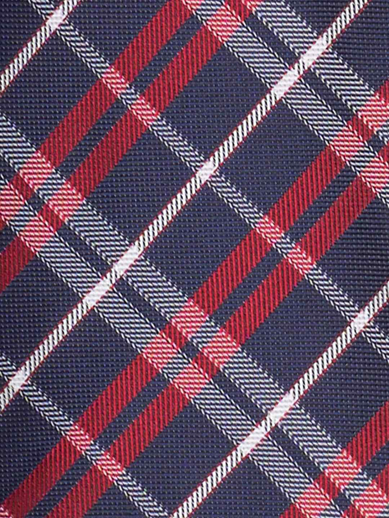 Blue & Red Check Woven Cravat & Pocket Square Set - TOSSIDO