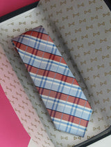 Blue & Red Check Woven Silk Necktie - TOSSIDO