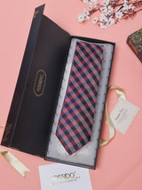 Blue & Red Checks Teflon Silk Necktie - TOSSIDO