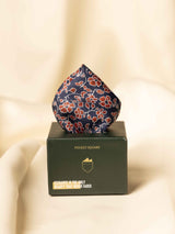 Blue & Red Floral Jacquard Pocket Square - TOSSIDO