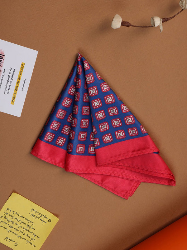 Blue & Red Geometric Pocket Square - TOSSIDO