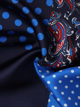 Blue & Red Multipattern Silk Pocket Square - TOSSIDO