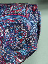 Blue & Red Paisley Printed Necktie - TOSSIDO