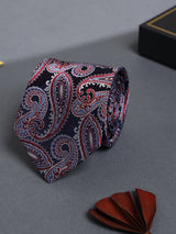 Blue & Red Paisley Woven Silk Necktie - TOSSIDO