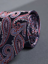 Blue & Red Paisley Woven Silk Necktie - TOSSIDO