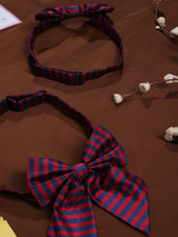 Blue & Red Stripe Bowtie Set for Men and Dogs - TOSSIDO