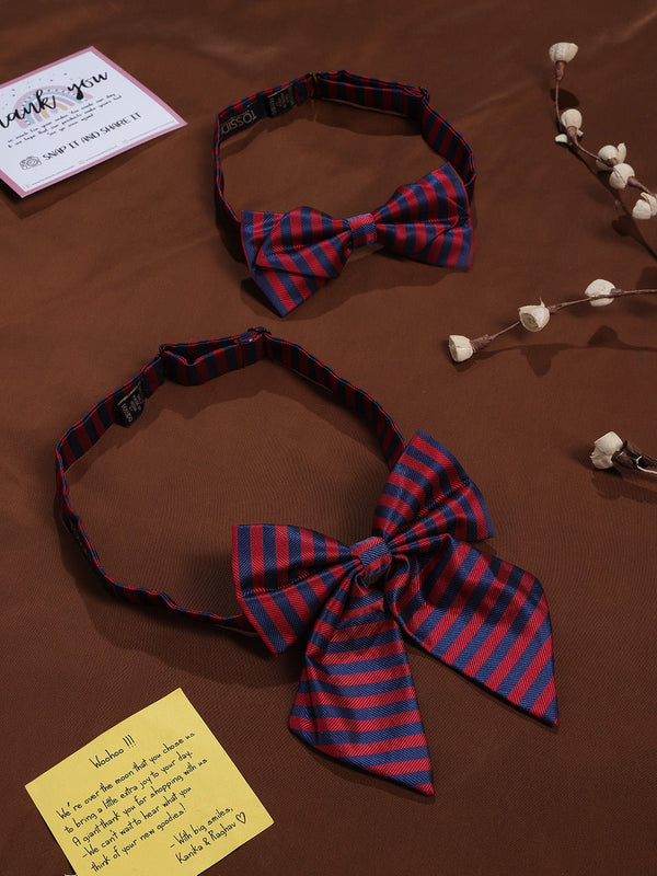 Blue & Red Stripe Bowtie Set for Men and Dogs - TOSSIDO