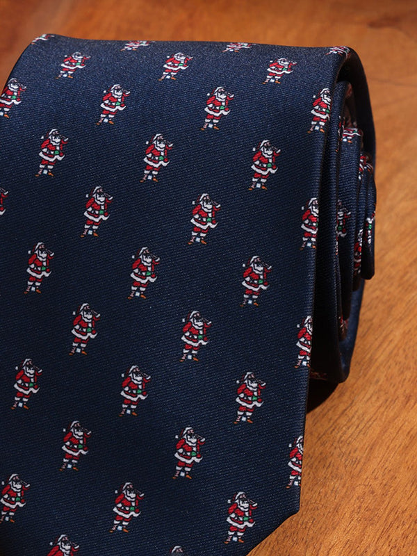 Blue Santa Printed Necktie - TOSSIDO