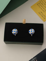 Blue & Silver Check Cufflinks - TOSSIDO