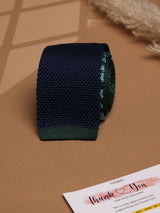 Blue Solid Silk Knitted Necktie - TOSSIDO