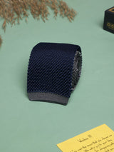Blue Solid Silk Knitted Necktie - TOSSIDO