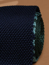 Blue Solid Silk Knitted Necktie - TOSSIDO