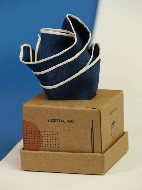 Blue Solid Silk Pocket Square - TOSSIDO