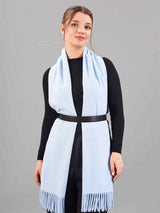 Blue Solid Woolen Muffler - TOSSIDO