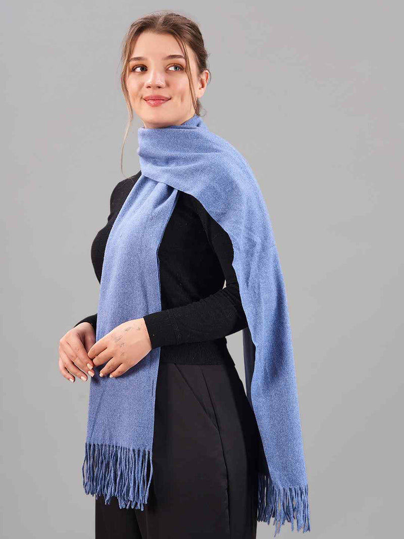 Blue Solid Woolen Muffler - TOSSIDO