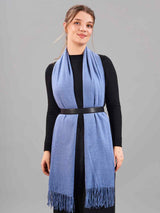 Blue Solid Woolen Muffler - TOSSIDO