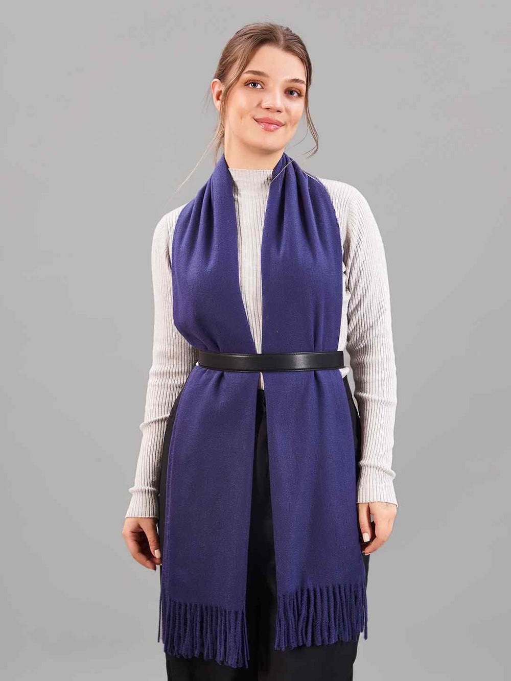 Blue Solid Woolen Muffler