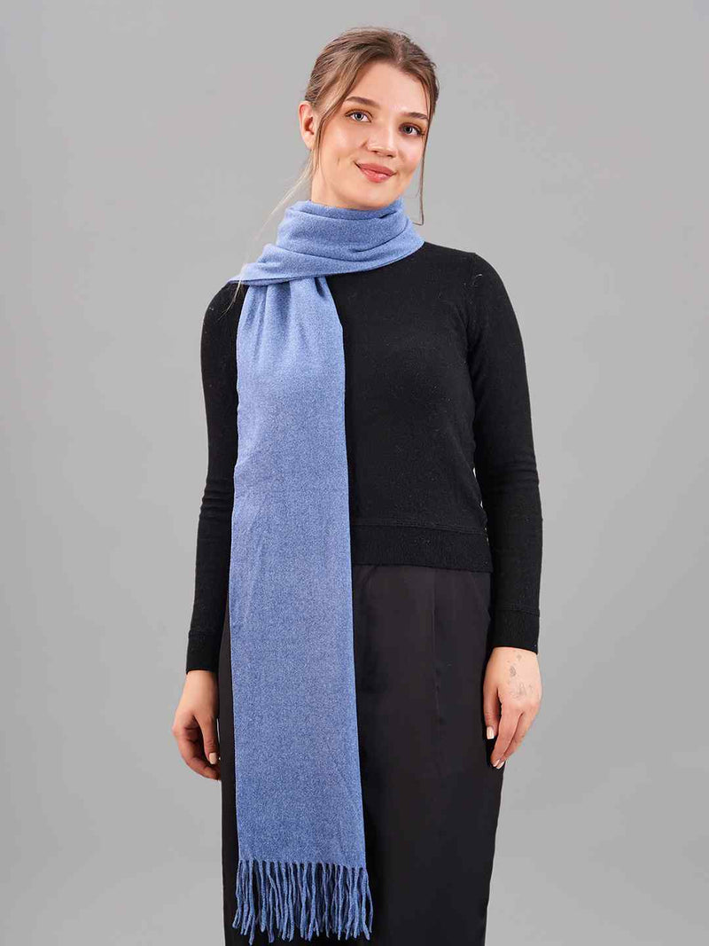 Blue Solid Woolen Muffler - TOSSIDO