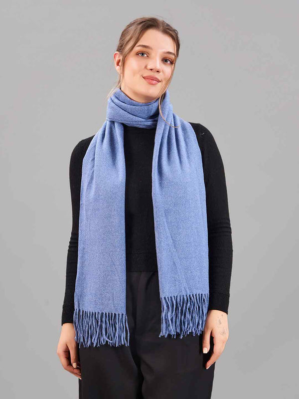 Blue Solid Woolen Muffler - TOSSIDO