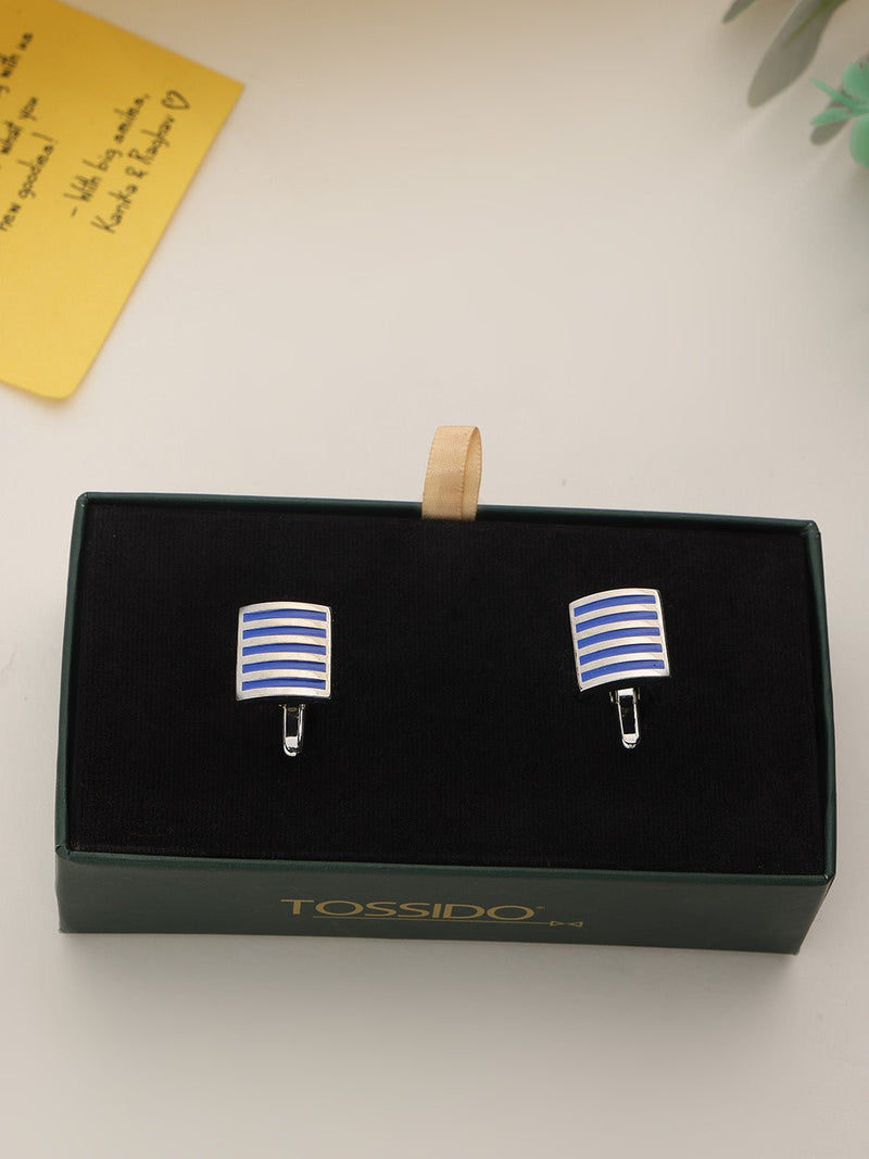 Blue Stripe Cufflinks - TOSSIDO