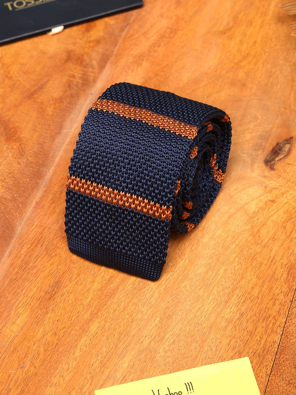Blue Stripe Knitted Necktie - TOSSIDO