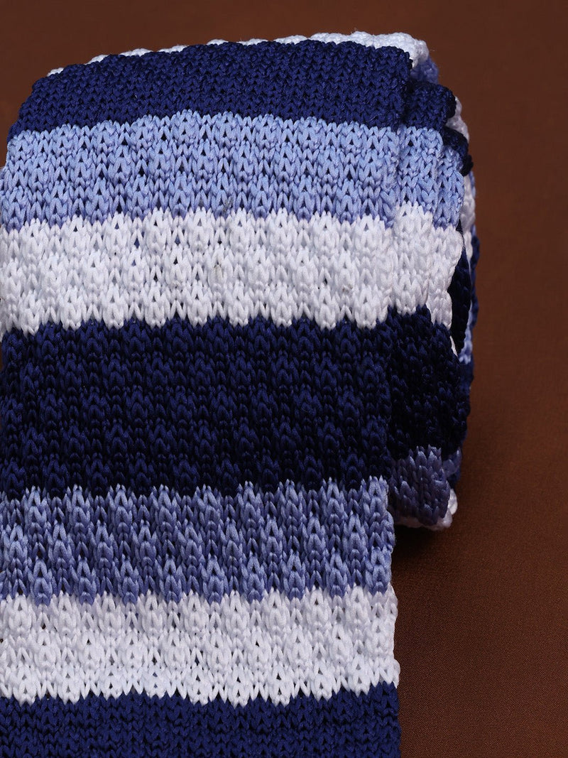 Blue Stripe Knitted Necktie - TOSSIDO