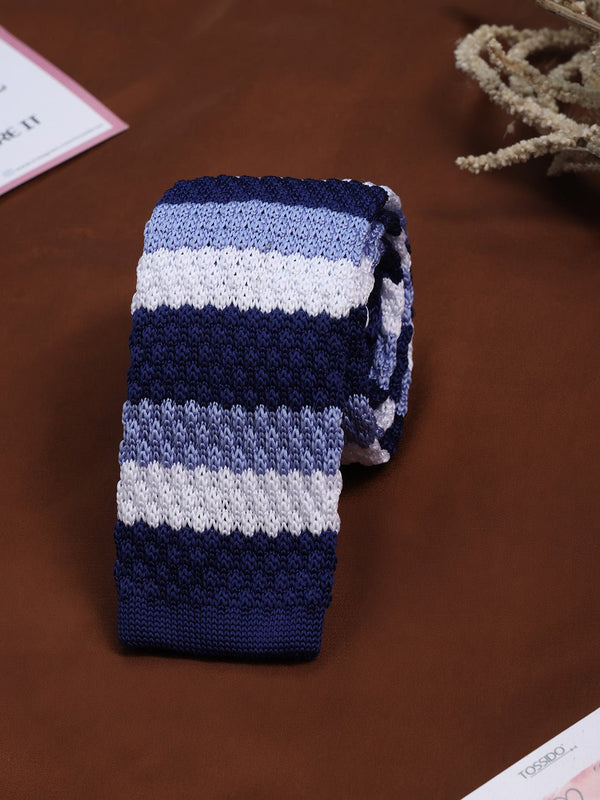 Blue Stripe Knitted Necktie - TOSSIDO