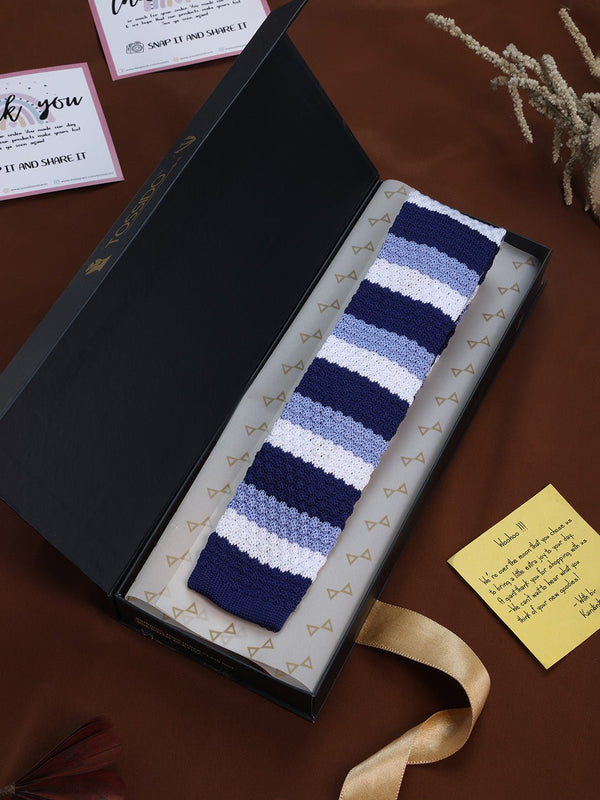 Blue Stripe Knitted Necktie - TOSSIDO