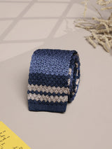 Blue Stripe Silk Knitted Necktie - TOSSIDO