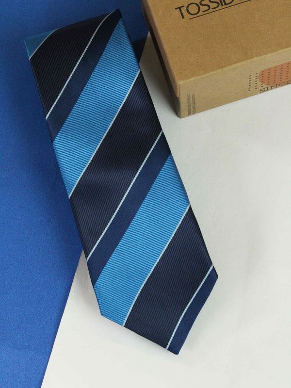 Blue Stripe Woven Necktie - TOSSIDO