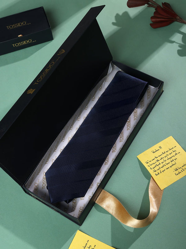 Blue Stripe Woven Necktie - TOSSIDO