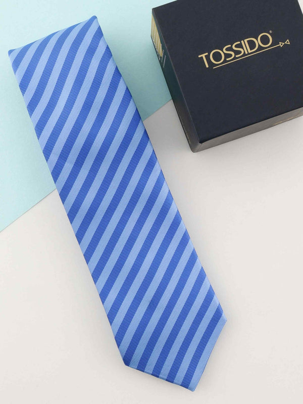 Blue Stripe Woven Necktie - TOSSIDO