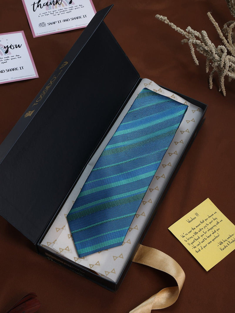 Blue Stripe Woven Necktie - TOSSIDO