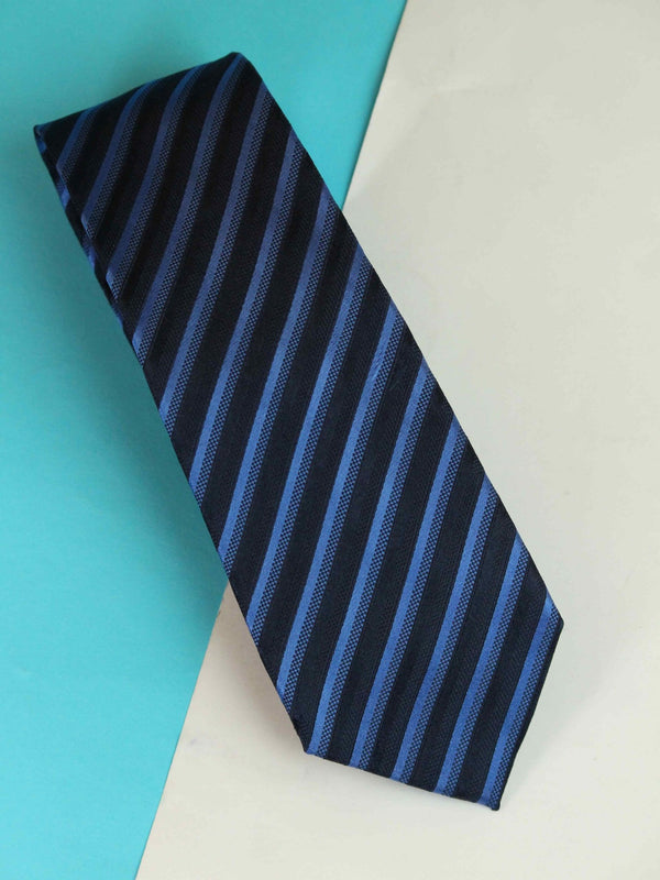 Blue Stripe Woven Silk Necktie - TOSSIDO
