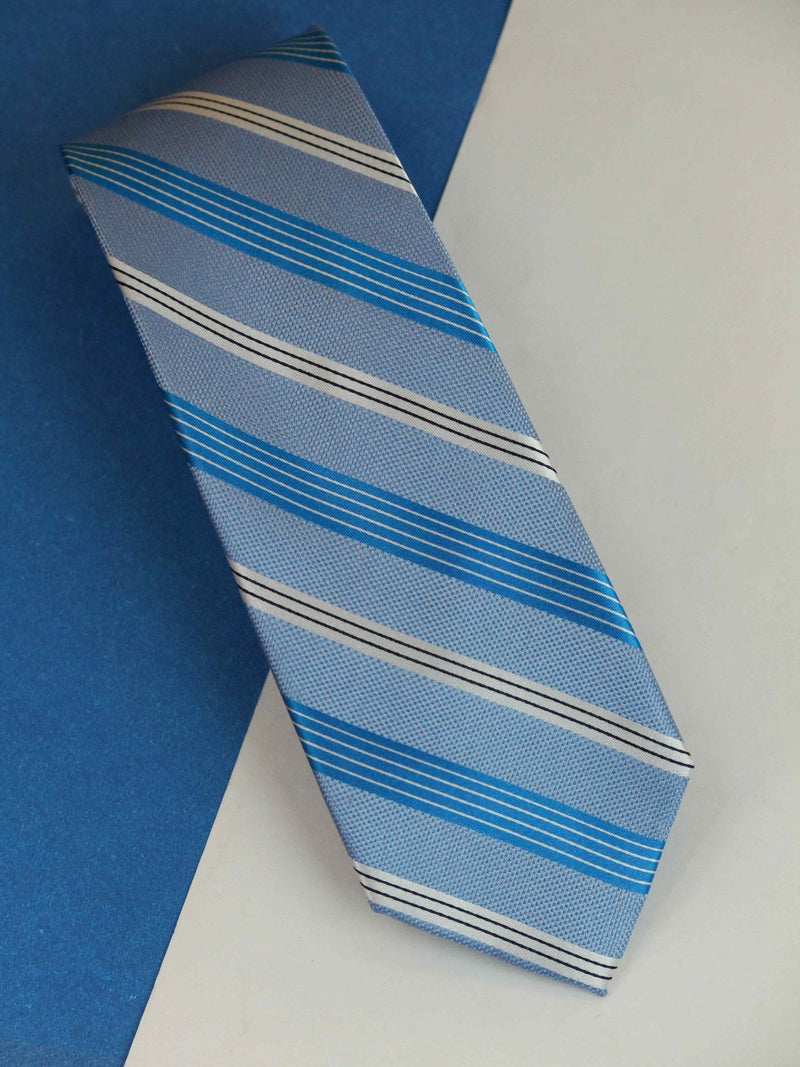 Blue Stripe Woven Silk Necktie - TOSSIDO