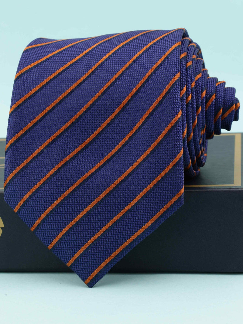 Blue Stripe Woven Silk Necktie - TOSSIDO