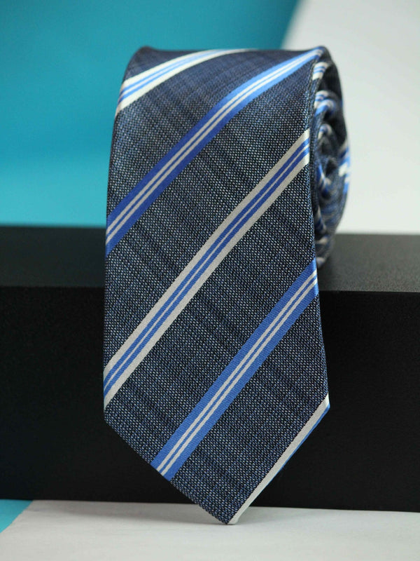 Blue Stripe Woven Silk Necktie - TOSSIDO