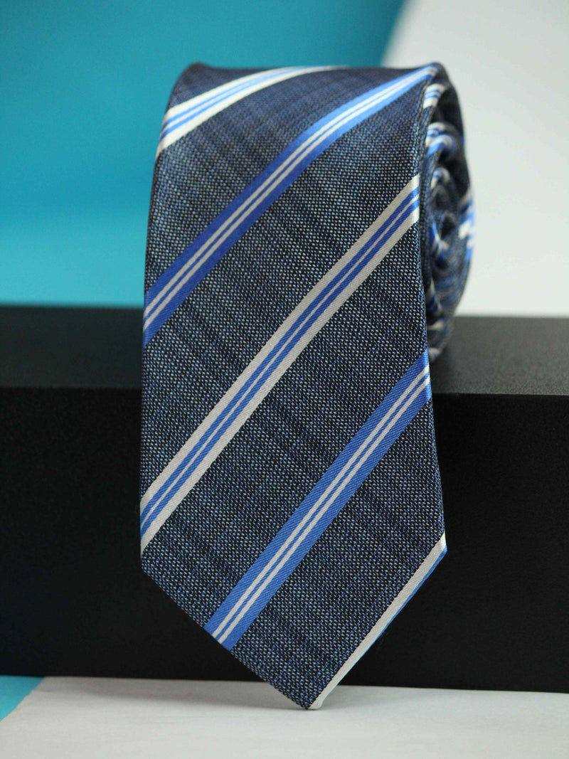 Blue Stripe Woven Silk Necktie - TOSSIDO